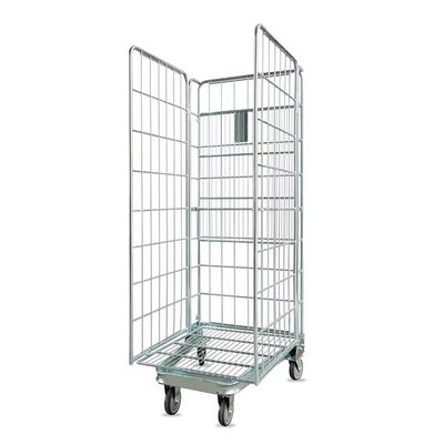 โลหะคลังสินค้าเก็บกรง Nesting ความปลอดภัย รอลล์คอนเทนเนอร์ Trolley กรง