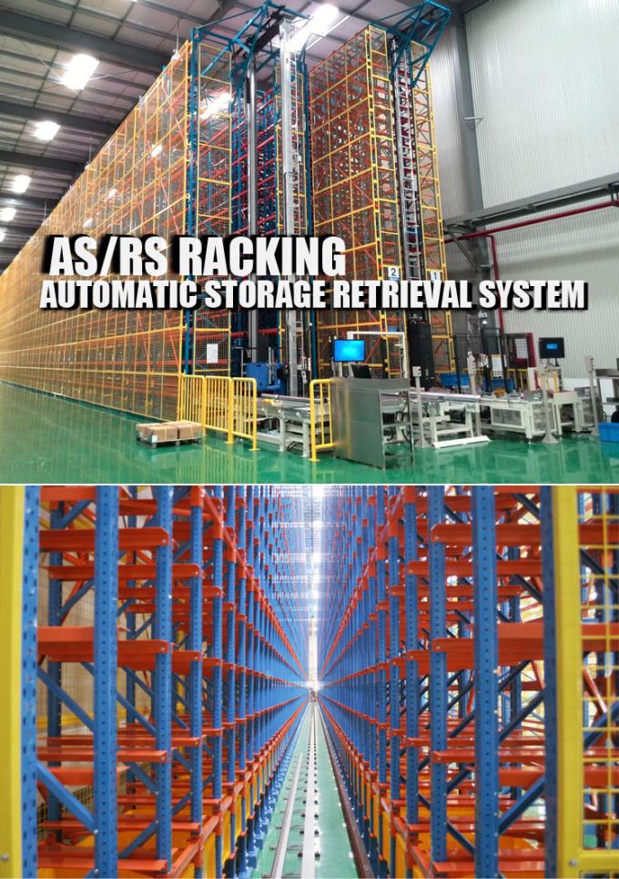 OEM Storage ระบบโกดังอัตโนมัติเต็ม ASRS สีเหลือง สีน้ําเงิน 1