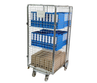 สาย Mesh เหล็ก Nesting ความปลอดภัย Roll Cage Trolley พับสําหรับการจัดเก็บโกดัง 1